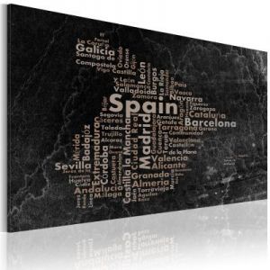 Obraz - Text map of Spain on the blackboard