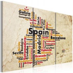 Obraz - Mapa: Hiszpańskie miasta - tryptyk