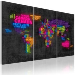 Obraz - Mapa świata - nazwy państw w języku włoskim - tryptyk