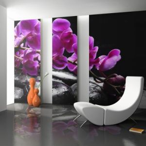 Fototapeta - Chwila relaksu : orchidea i kamienie zen