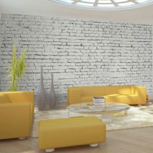 Fototapeta - Ściana z białej surowej cegły